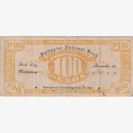 Fülöp-szig. II.Vh. 100 pesos  1942.Ser. ILOILO tartomány  Kat:S322a