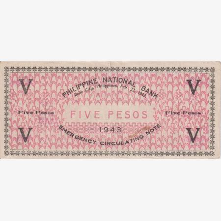 Fülöp-szig. II.Vh. 5 pesos  1943.Ser. ILOILO tartomány  Kat:S328a