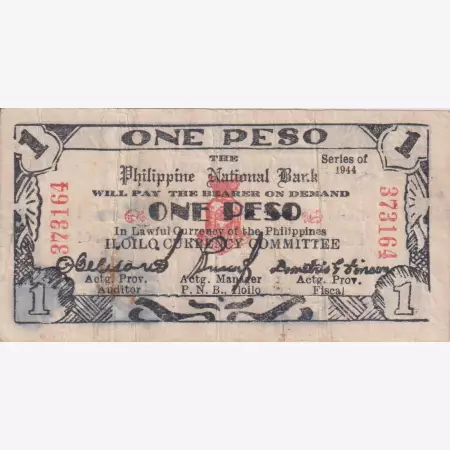 Fülöp-szig. II.Vh. 1 peso  1944.Ser. ILOILO tartomány  Kat:S339