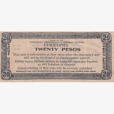 Fülöp-szig. II.Vh. 20 pesos  1943.Ser.AA  MINDANAO-sziget  Kat:S509