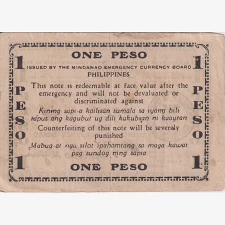 Fülöp-szig. II.Vh. 1 peso  1944.Ser. E MINDANAO-sziget  Kat:S515