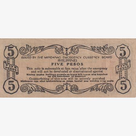 Fülöp-szig. II.Vh. 5 pesos  1944.Ser.C  MINDANAO-sziget  Kat:S517b