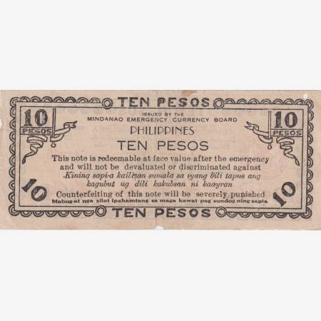 Fülöp-szig. II.Vh. 10 pesos  1944.Ser.B  MINDANAO-sziget  Kat:S518b