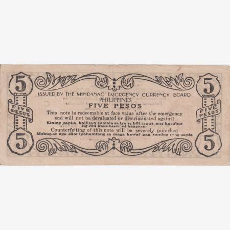 Fülöp-szig. II.Vh. 5 pesos  1944.Ser.C  MINDANAO-sziget  Kat:S517c