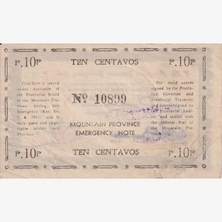 Fülöp-szig. II.Vh. 10 centavos  1942.Ser. MOUNTAIN-tartomány Kat:S592