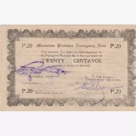 Fülöp-szig. II.Vh. 20 centavos  1942.Ser. MOUNTAIN-tartomány Kat:S593