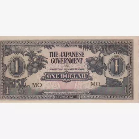 Malajzia Japán megszállás II.Vh. 1 dollár 1942. MO vízjeles papíron M5c