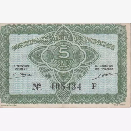Francia-Indokina 5 cents 1942. P88a