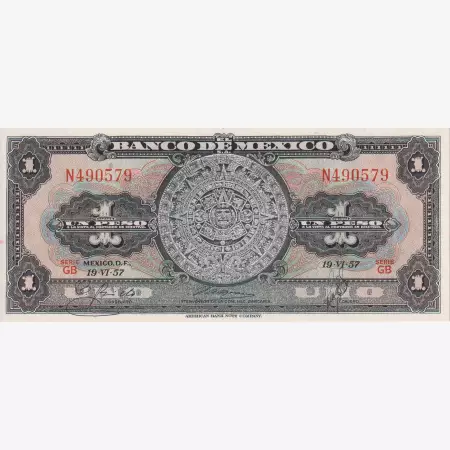 Mexiko 1 peso 1957.VI.19. P 59a