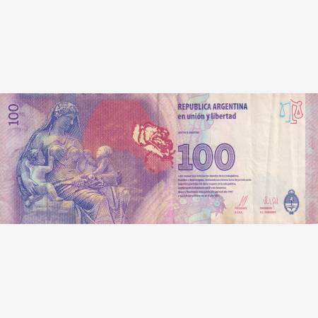 Argentina 100 peso 2016.-AV.-AB aláírás P 358