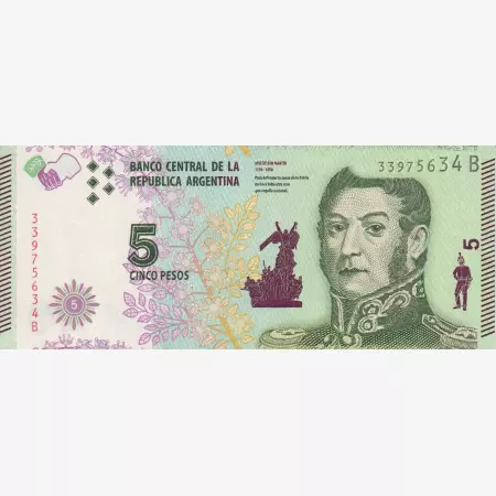 Argentina 5 pesos 2015.  P 359