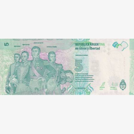 Argentina 5 pesos 2015.  P 359