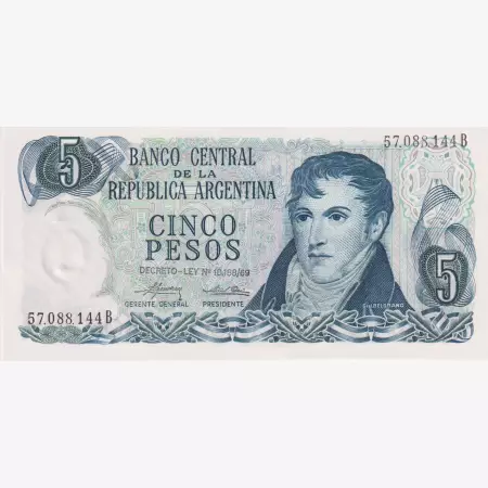Argentina 5 pesos 1974-1976.  P 294