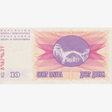 Bosznia-Hercegovina 10 dinár 1992. P 10