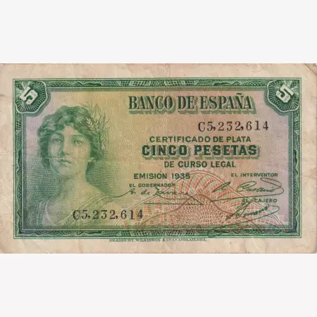 Spanyolország 5 pesetas 1935. P 85