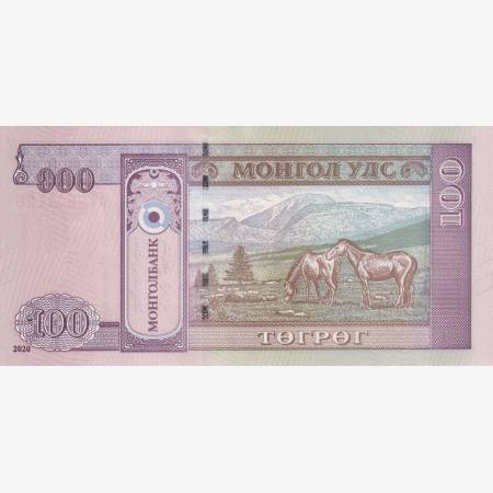 Mongolia 100 tugrik 2020. P 73a