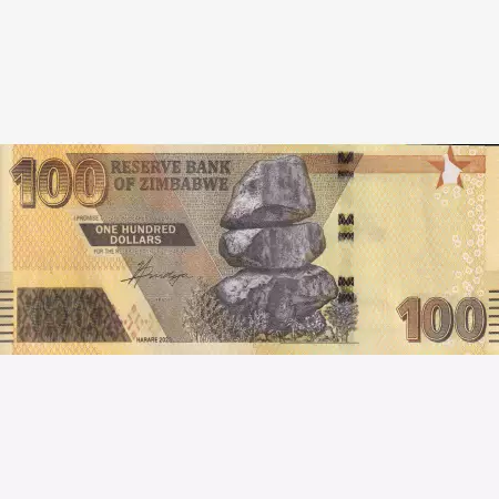Zimbabwe 100 dollars 2023.  P 106