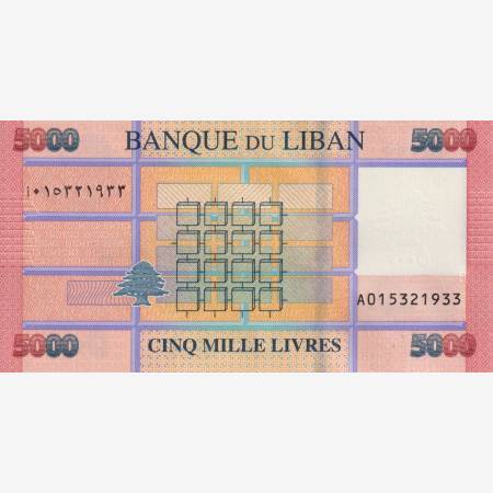 Libanon 5000 livres 2012-2022. P 91