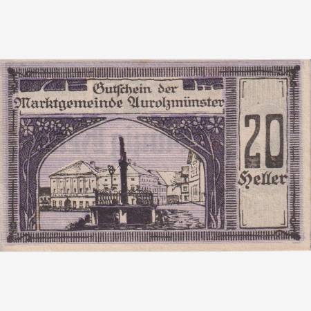 Aurolmünster 20 heller 1920