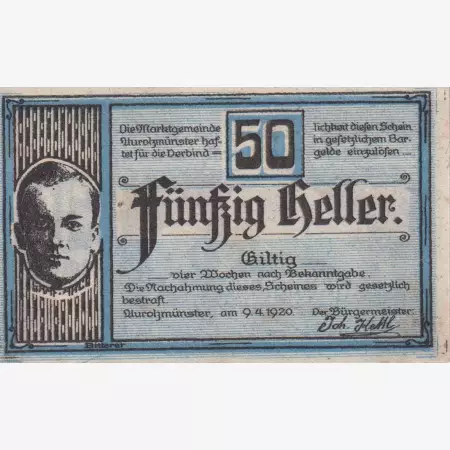 Aurolmünster 50 heller 1920