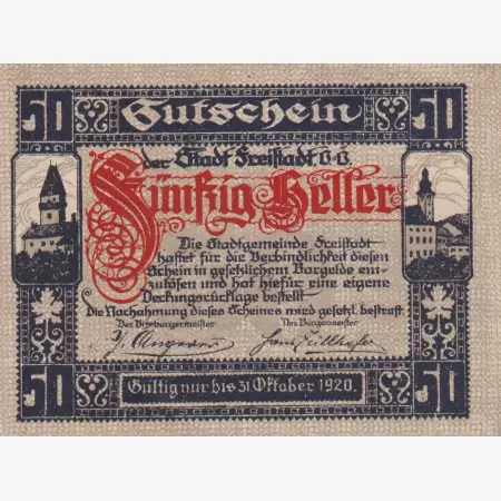Freistadt 50 heller 1920