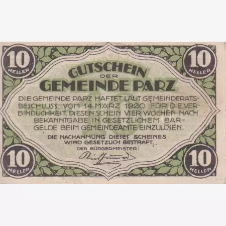 Parz 10 heller 1920