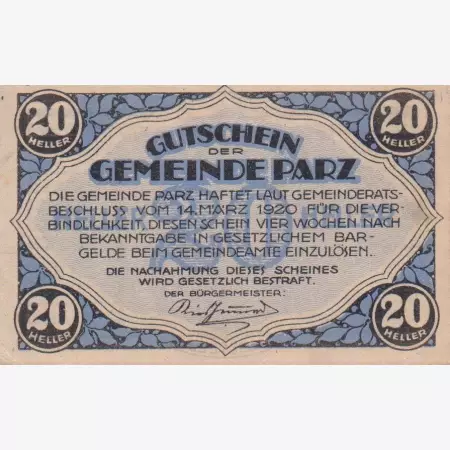 Parz 20 heller 1920
