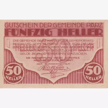 Parz 50 heller 1920
