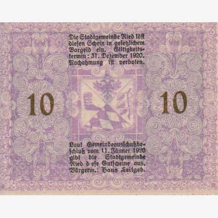 Ried im Innkreis 10 heller 1920