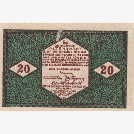 Altenmark im Pongau 20 heller 1920