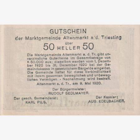 Altenmark a.d. Triesting 50 heller 1920