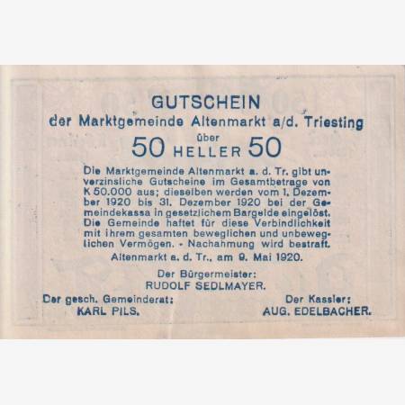Altenmark a.d. Triesting 50 heller 1920