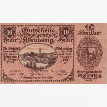 Allentsteig 10 heller 1920