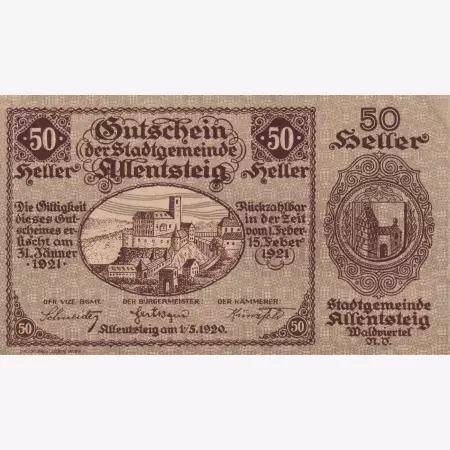 Allentsteig 50 heller 1920