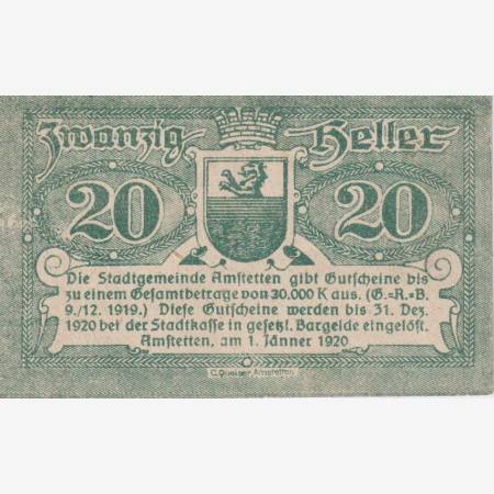 Amstetten 20 heller 1920