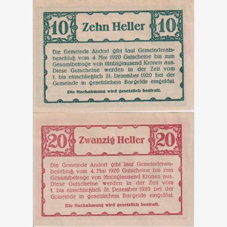 Andorf 10,20 heller 1920