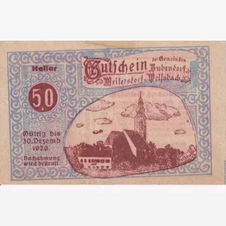 Bubendorf Meilersdorf W. 50 heller 1920
