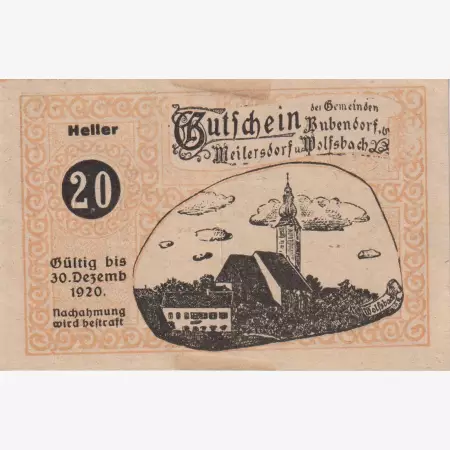 Bubendorf Meilersdorf W. 20 heller 1920