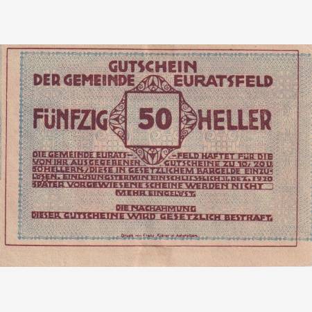 Euratsfeld 50 heller 1920