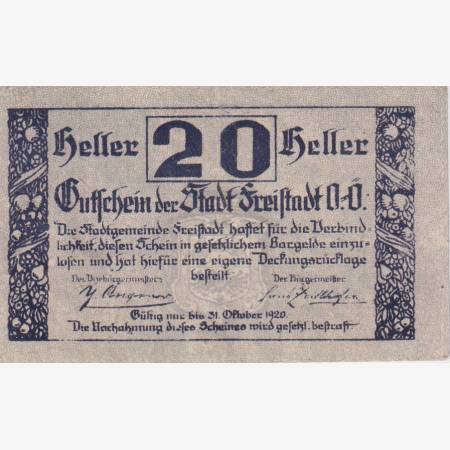 Freistadt 20 heller 1920