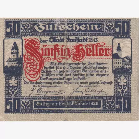Freistadt 50 heller 1920