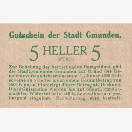 Gmunden 5 heller 1920