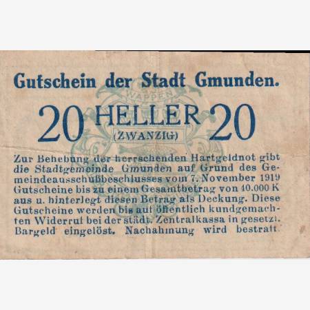 Gmunden 20 heller 1920