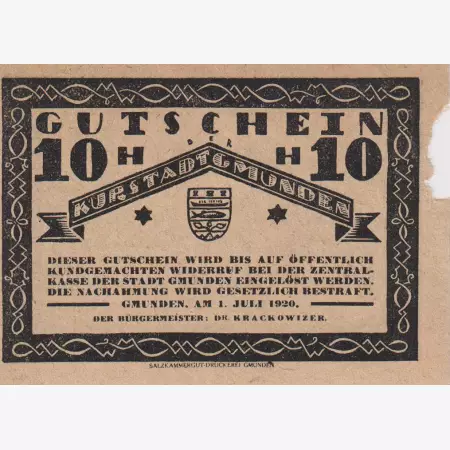 Gmunden 10 heller 1920