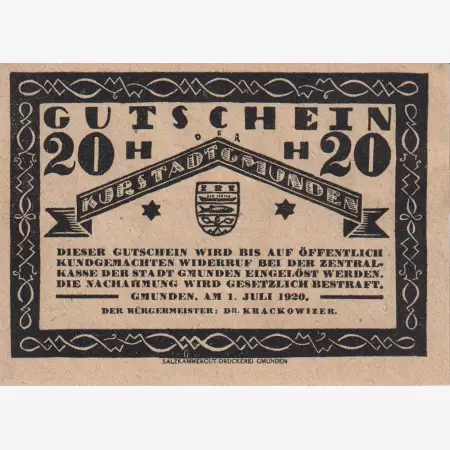 Gmunden 20 heller 1920