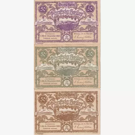 Göttweig 50,50,50 heller 1920 változatok