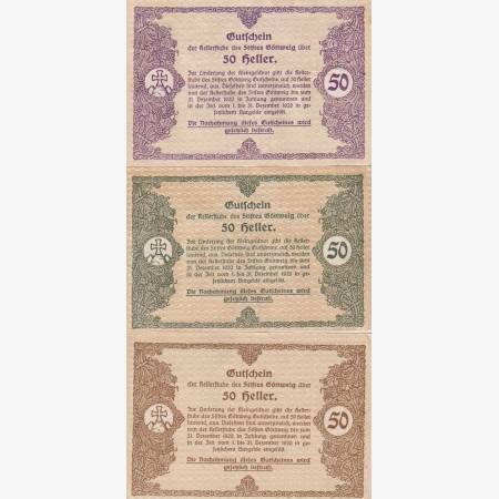 Göttweig 50,50,50 heller 1920 változatok