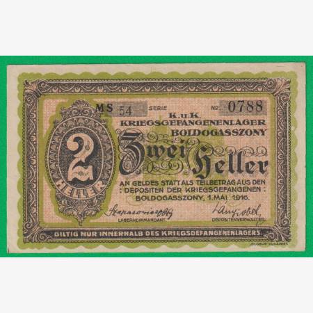 Boldogasszony 2 fillér 1916. MS 54-0788 hadifogolytábor Boldogasszony 2 fillér 1916. MS 54-0788 hadifogolytábor