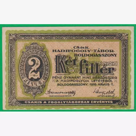 Boldogasszony 2 fillér 1916. 38-0417 hadifogolytábor
