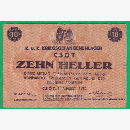 Csót 10 fillér 1916. hadifogolytábor sorszám nélkül Csót 10 fillér 1916. hadifogolytábor sorszám nélkül